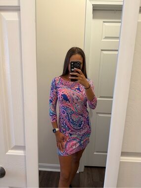 Lilly Pulitzer Pink and Blue Paisley Stretch Dress